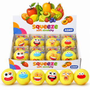 🍋 Fruit Squeezing Toy – Yellow Round Cartoon Face Assortment 😜
