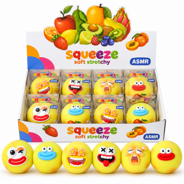 🍋 Fruit Squeezing Toy – Yellow Round Cartoon Face Assortment 😜