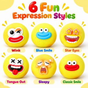 🍋 Fruit Squeezing Toy – Yellow Round Cartoon Face Assortment 😜
