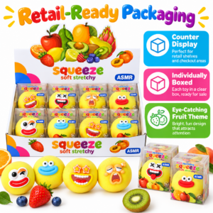 🍋 Fruit Squeezing Toy – Yellow Round Cartoon Face Assortment 😜