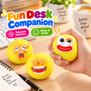 🍋 Fruit Squeezing Toy – Yellow Round Cartoon Face Assortment 😜
