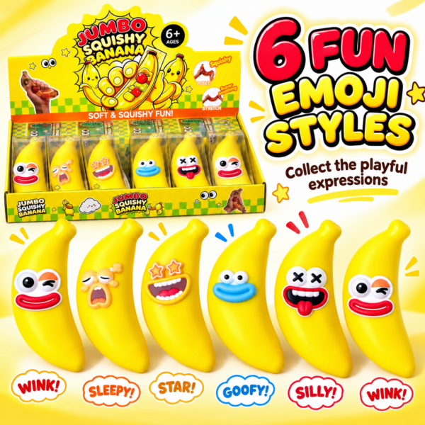 🍌😜 Banana-Shaped Novelty Toy with Cartoon Emoji Faces