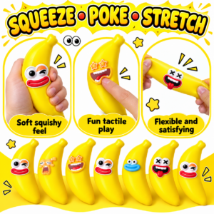 🍌😜 Banana-Shaped Novelty Toy with Cartoon Emoji Faces