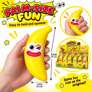 🍌😜 Banana-Shaped Novelty Toy with Cartoon Emoji Faces
