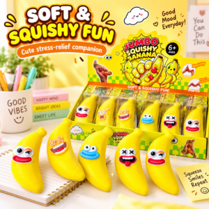 🍌😜 Banana-Shaped Novelty Toy with Cartoon Emoji Faces