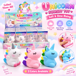🦄✨ Cute Unicorn Slow Rising Squishy Toy – Super Soft Kawaii Sensory Squeeze Toy, Colorful Stress Relief Fidget Collectible