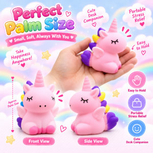 🦄✨ Cute Unicorn Slow Rising Squishy Toy – Super Soft Kawaii Sensory Squeeze Toy, Colorful Stress Relief Fidget Collectible