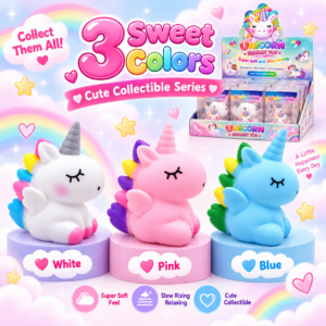 🦄✨ Cute Unicorn Slow Rising Squishy Toy – Super Soft Kawaii Sensory Squeeze Toy, Colorful Stress Relief Fidget Collectible