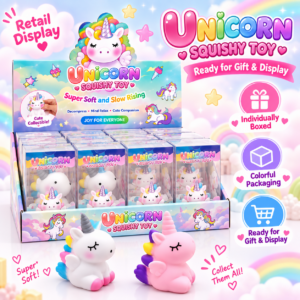 🦄✨ Cute Unicorn Slow Rising Squishy Toy – Super Soft Kawaii Sensory Squeeze Toy, Colorful Stress Relief Fidget Collectible