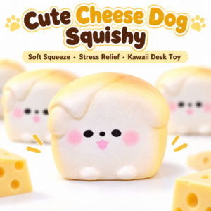 🧀🐶 Handmade TPR Block Squishy Balls with Cheese, Dog Face & Watermelon Motifs