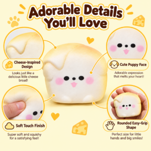 🧀🐶 Handmade TPR Block Squishy Balls with Cheese, Dog Face & Watermelon Motifs