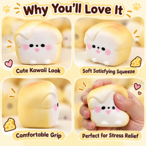 🧀🐶 Handmade TPR Block Squishy Balls with Cheese, Dog Face & Watermelon Motifs