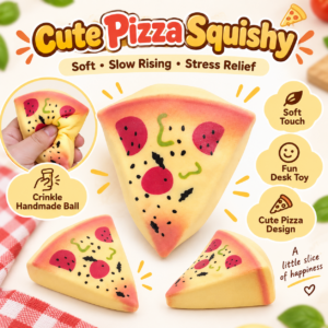 🍕 Pizza Slice Squishy Toy Set – Mini Food Imitation Fidget Trio