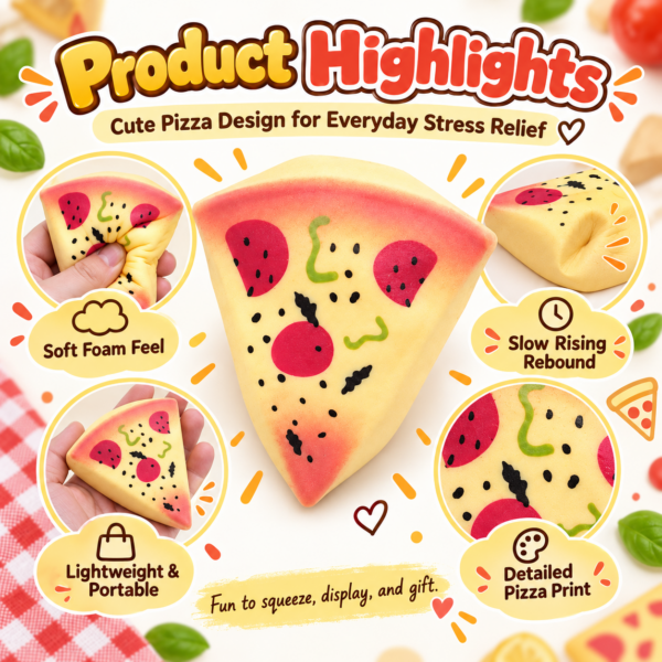 🍕 Pizza Slice Squishy Toy Set – Mini Food Imitation Fidget Trio