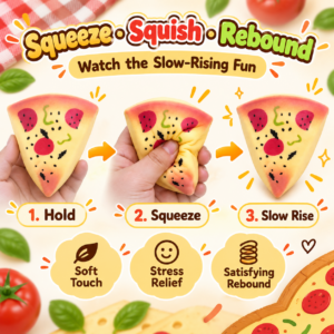 🍕 Pizza Slice Squishy Toy Set – Mini Food Imitation Fidget Trio