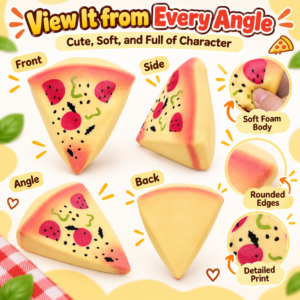 🍕 Pizza Slice Squishy Toy Set – Mini Food Imitation Fidget Trio
