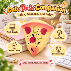 🍕 Pizza Slice Squishy Toy Set – Mini Food Imitation Fidget Trio