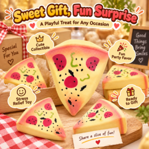 🍕 Pizza Slice Squishy Toy Set – Mini Food Imitation Fidget Trio