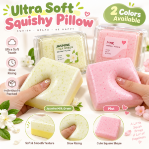 🍞 Jasmine Milk Green Toast Squishy Toy – Square Bread Slice Fidget