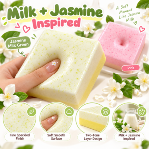 🍞 Jasmine Milk Green Toast Squishy Toy – Square Bread Slice Fidget