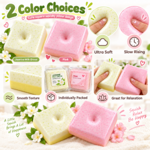 🍞 Jasmine Milk Green Toast Squishy Toy – Square Bread Slice Fidget