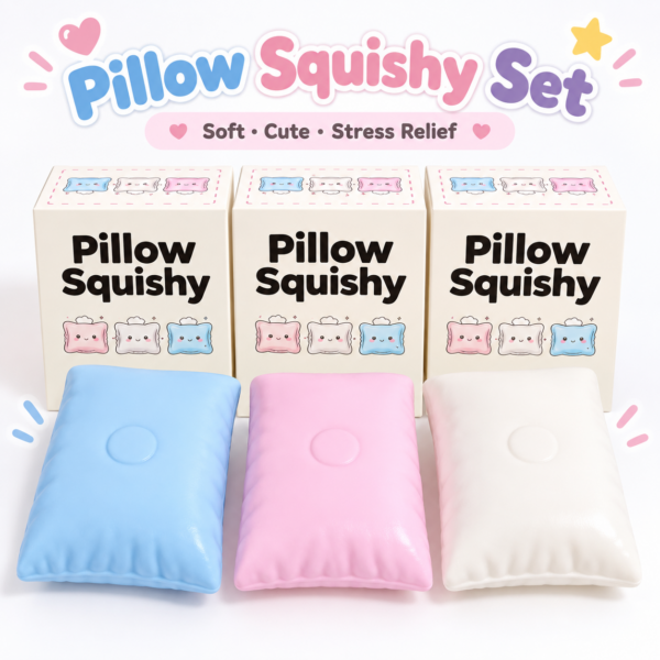 🧸 Pastel Pillow Squishy Toys – Cartoon Face Squishies