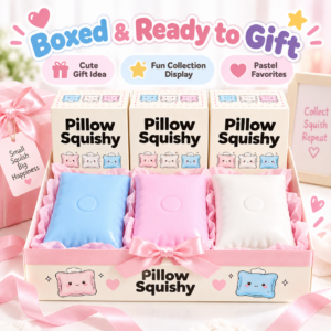 🧸 Pastel Pillow Squishy Toys – Cartoon Face Squishies