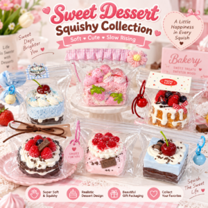 🍰 Mini Dessert Cake & Tart Squishy Assortment – Gift-Wrapped Food Theme