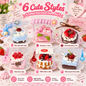 🍰 Mini Dessert Cake & Tart Squishy Assortment – Gift-Wrapped Food Theme