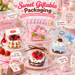 🍰 Mini Dessert Cake & Tart Squishy Assortment – Gift-Wrapped Food Theme