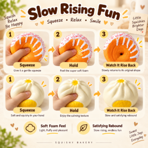 🥟🥐 Steamed Bun & Filled Croissant Squishy Set – Food-Themed Fidget Collection