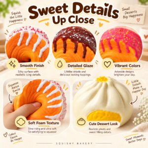 🥟🥐 Steamed Bun & Filled Croissant Squishy Set – Food-Themed Fidget Collection