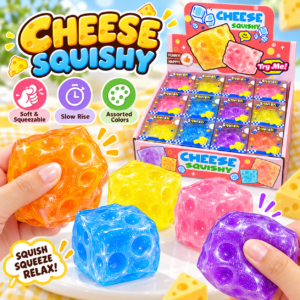 🧀❄️ Cheese Shaved Ice Handmade Squishy Ball Toy – Translucent Colorful Fidget Cube