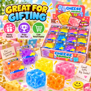 🧀❄️ Cheese Shaved Ice Handmade Squishy Ball Toy – Translucent Colorful Fidget Cube