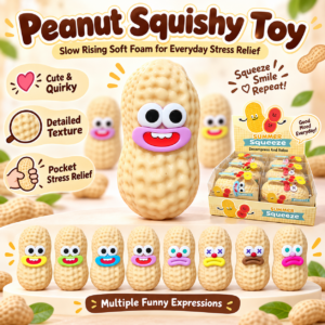 🥜 Googly-Eyed Peanut Squeeze Toy – Cartoon Character Fidget