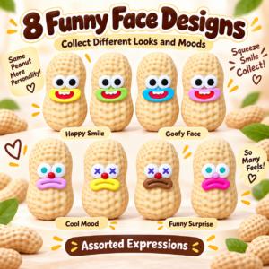 🥜 Googly-Eyed Peanut Squeeze Toy – Cartoon Character Fidget
