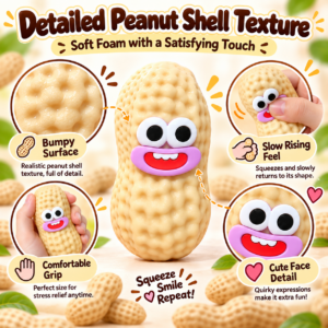 🥜 Googly-Eyed Peanut Squeeze Toy – Cartoon Character Fidget