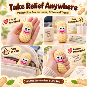 🥜 Googly-Eyed Peanut Squeeze Toy – Cartoon Character Fidget