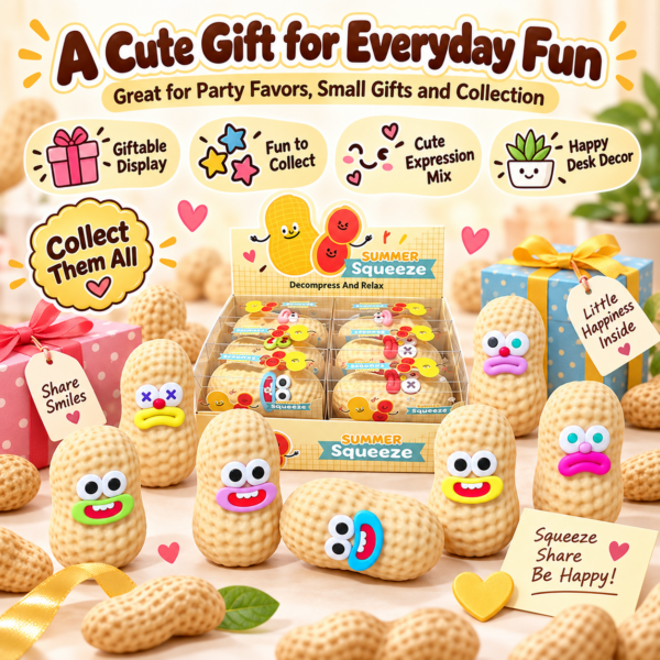 🥜 Googly-Eyed Peanut Squeeze Toy – Cartoon Character Fidget
