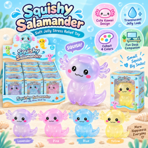 🦎✨ Squishy Salamander Toy – Cute Cartoon Translucent Fidget
