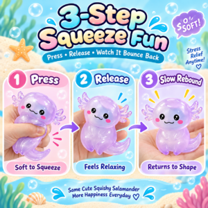 🦎✨ Squishy Salamander Toy – Cute Cartoon Translucent Fidget