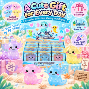 🦎✨ Squishy Salamander Toy – Cute Cartoon Translucent Fidget