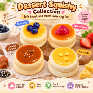 🍮✨ Cute Dessert Pudding Squishy Toy – Slow Rising Food Sensory Squeeze Toy, Kawaii Pudding Fidget Collectible