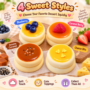 🍮✨ Cute Dessert Pudding Squishy Toy – Slow Rising Food Sensory Squeeze Toy, Kawaii Pudding Fidget Collectible