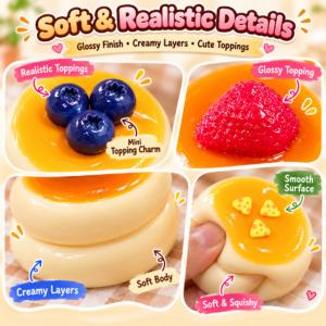 🍮✨ Cute Dessert Pudding Squishy Toy – Slow Rising Food Sensory Squeeze Toy, Kawaii Pudding Fidget Collectible