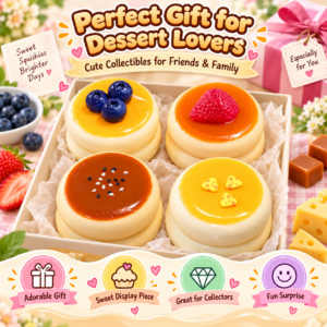 🍮✨ Cute Dessert Pudding Squishy Toy – Slow Rising Food Sensory Squeeze Toy, Kawaii Pudding Fidget Collectible