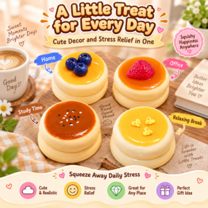 🍮✨ Cute Dessert Pudding Squishy Toy – Slow Rising Food Sensory Squeeze Toy, Kawaii Pudding Fidget Collectible