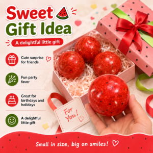 🍉 Watermelon Squeeze Ball Toy – Red Spherical Fidget Ball with Black Speckles
