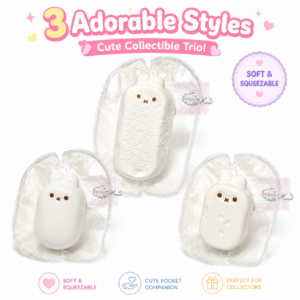 🐰🤍 White Bunny Ear Squishy Toy – Cute Animal Fidget Collectible