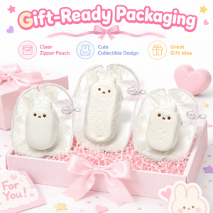 🐰🤍 White Bunny Ear Squishy Toy – Cute Animal Fidget Collectible